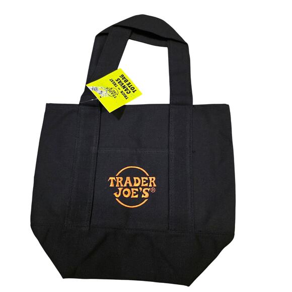 Trader Joe's Halloween Canvas Mini Tote Bag Black Limited Edition New - Picture 1 of 2